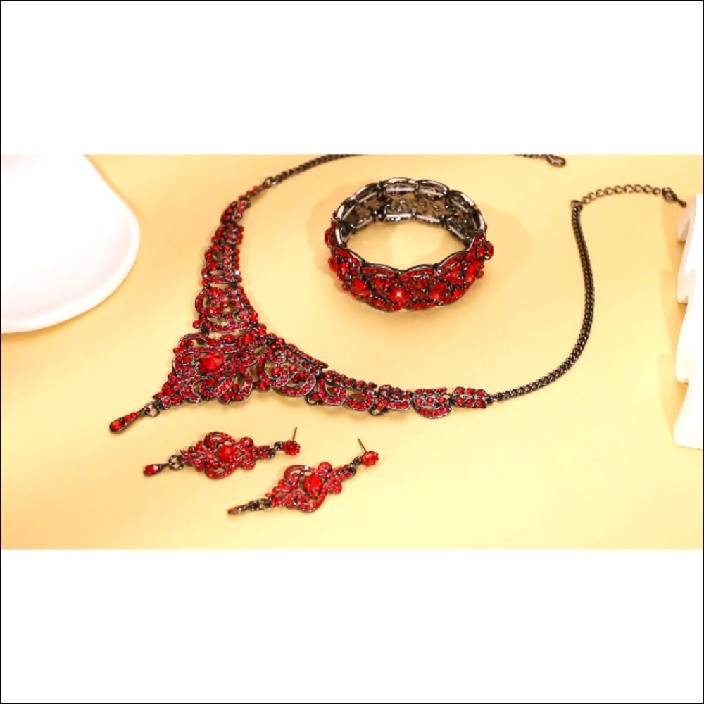 Crystal Bridal Jewelry Set Necklace Earrings Bracelet Art Deco Style - Picture 7 of 7
